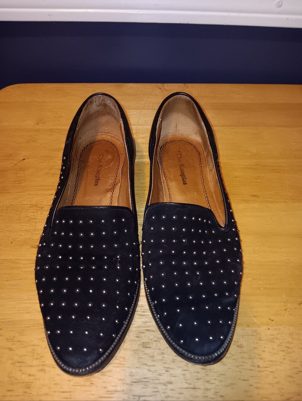 The Kooples Black Studded Suede Loafers Size 39